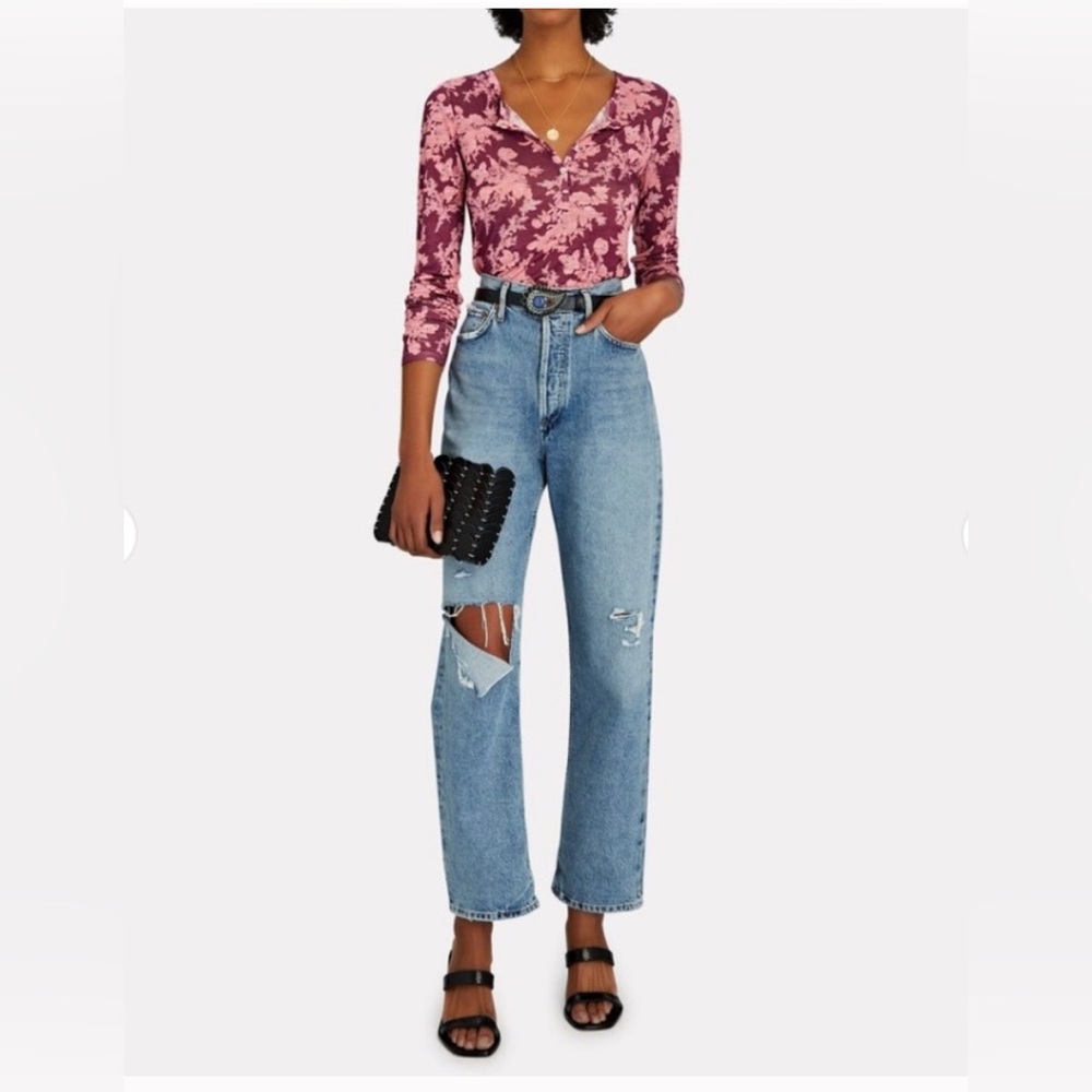 NWT LoveShackFancy Astro Henley Top in Mulberry Sunrise
